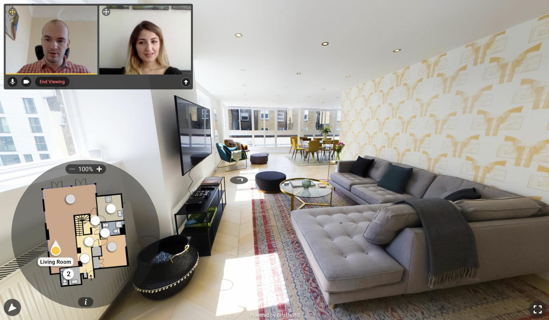 two people viewing a home remotely through video call