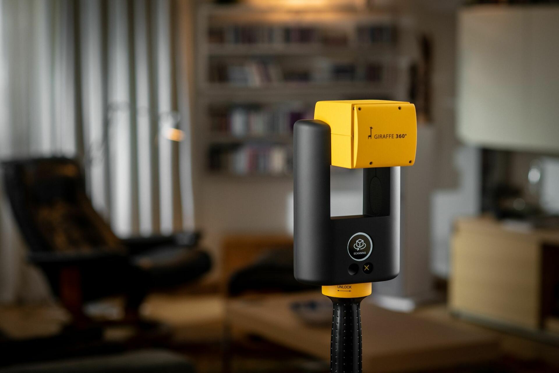Giraffe 360 camera in use inside a living room